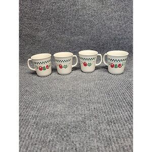 4 Pc Corning/Corelle Farm Fresh Fruit Pattern Coffee Mugs‎ Microwave Safe